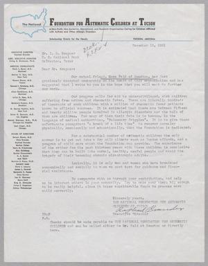 Primary view of object titled '[Letter from The National Foundation for Asthmatic Children at Tucson to I. H. Kempner, December 10, 1951]'.
