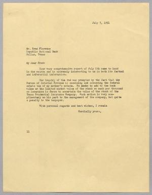 [Letter from I. H. Kempner to Fred F. Florence, July 7, 1951]
