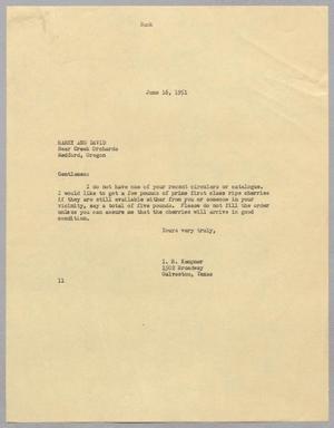 [Letter from I. H. Kempner to Harry and David, June 16, 1951]