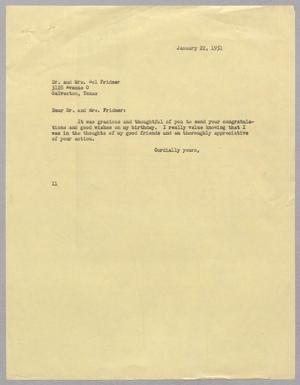 [Letter from I. H. Kempner to Dr. and Mrs. Sol Fridner, January 22, 1951]