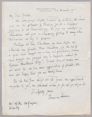 [Letter from Francis Gaines to Mr. and Mrs. I. H. Kempner, December 26, 1951]