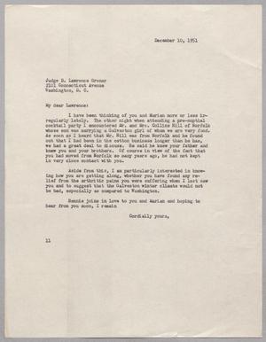 [Letter from I. H. Kempner to Judge D. Lawrence Groner, December 10, 1951]