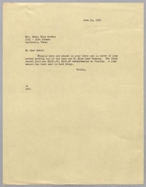[Letter from Harris Leon Kempner to Mabel Blum Godwin, June 14, 1951]