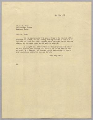 [Letter from I. H. Kempner to Dr. E. L. Goar, May 30, 1951]