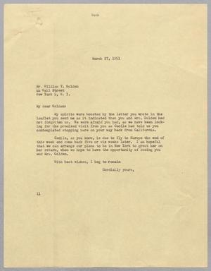 [Letter from I. H. Kempner to Mr. William T. Golden, March 27, 1951]