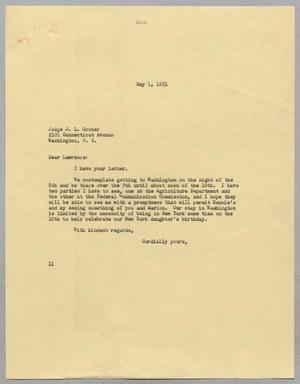[Letter from I. H. Kempner to Judge D. L. Groner, May 1, 1951]