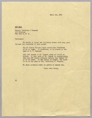 [Letter from I. H. Kempner to Goodbody & Company, April 21, 1951]