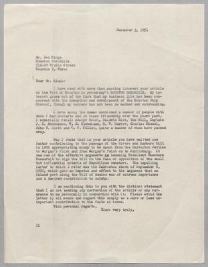 [Letter from I. H. Kempner to Mr. Don Hinga, December 3, 1951]