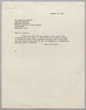 [Letter from I. H. Kempner to Mr. George W. Pattillo, December 10, 1951]