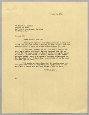 [Letter from I. H. Kempner to Mr. Robert M. Harriss, October 8, 1951]