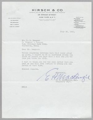 [Letter from E. H. Mackenzie to Mr. I. H. Kempner, July 20, 1951]