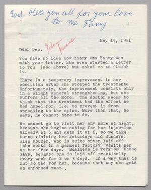 [Letter from Inge Honig to D. W. Kempner, May 15, 1951]