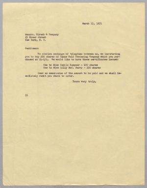 [Letter from I. H. Kempner to Hirsch & Company, March 15, 1951]