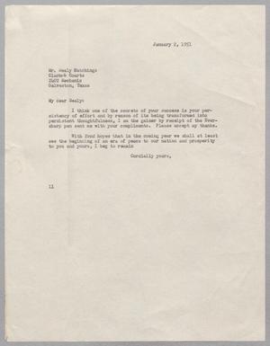 [Letter from I. H. Kempner to Mr. Sealy Hutchings, January 2, 1951]