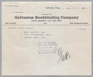 [Invoice from Galveston Bookbinding Company: December, 1951]