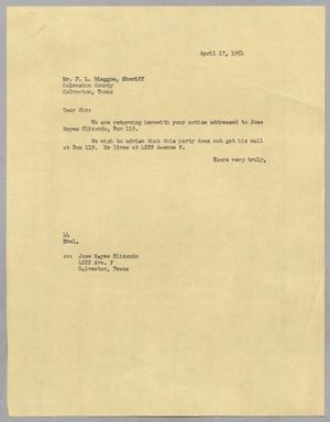 [Letter from A. H. Blackshear, Jr., to F. L. Biaggne, April 17, 1951]