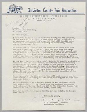 [Letter from T. R. Robinson to H. Kempner, March 15, 1951]