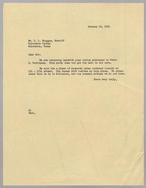Primary view of object titled '[Letter from D. W. Kempner to Mr. F. L. Biaggne, January 16, 1951]'.