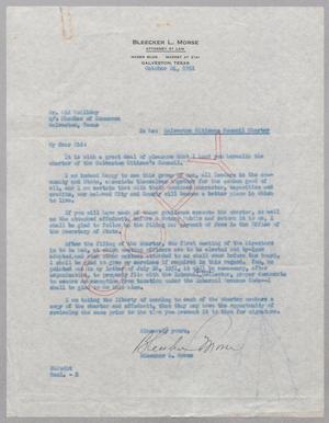 [Letter from Bleecker L. Morse to Mr. Sid Holliday, October 24, 1951]