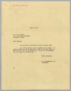 [Letter from A. H. Blackshear, Jr., to Dr. E. Y. Stott, May 22, 1951]