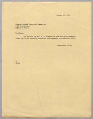 [Letter from A. H. Blackshear, Jr. to Liberty Mutual Insurance Companies, October 11, 1951]