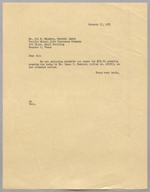 [Letter from A. H. Blackshear, Jr. to Jul B. Baumann, January 17, 1951]