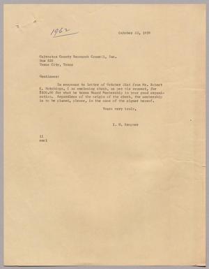 [Letter from I. H. Kempner to Galveston County Research Council, Inc., October 23, 1959]