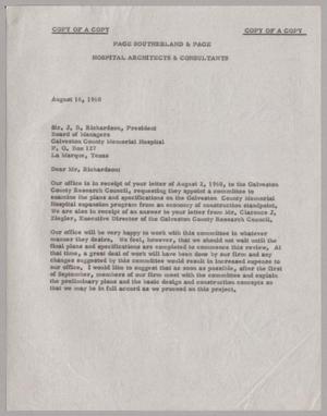 [Letter from Whit Philips to J. B. Richardson, August 16, 1960]