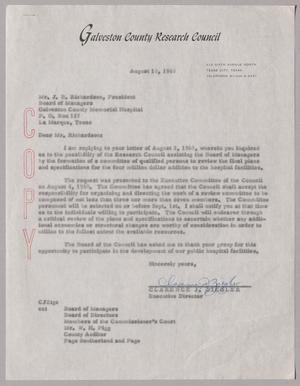 [Letter from Clarence J. Ziegler to J. B. Richardson, August 10, 1960]