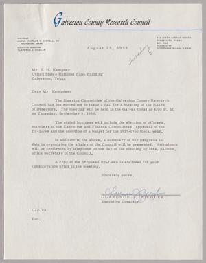 [Letter from Clarence J. Ziegler to I. H. Kempner, August 25, 1959]