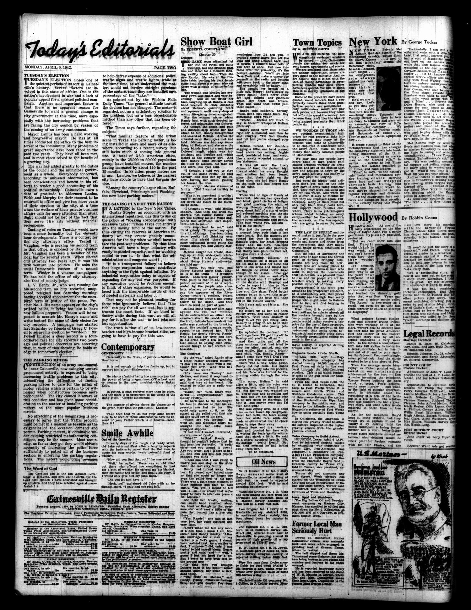 Gainesville Daily Register and Messenger (Gainesville, Tex.), Vol. 52, No. 188, Ed. 1 Monday, April 6, 1942
                                                
                                                    [Sequence #]: 2 of 6
                                                