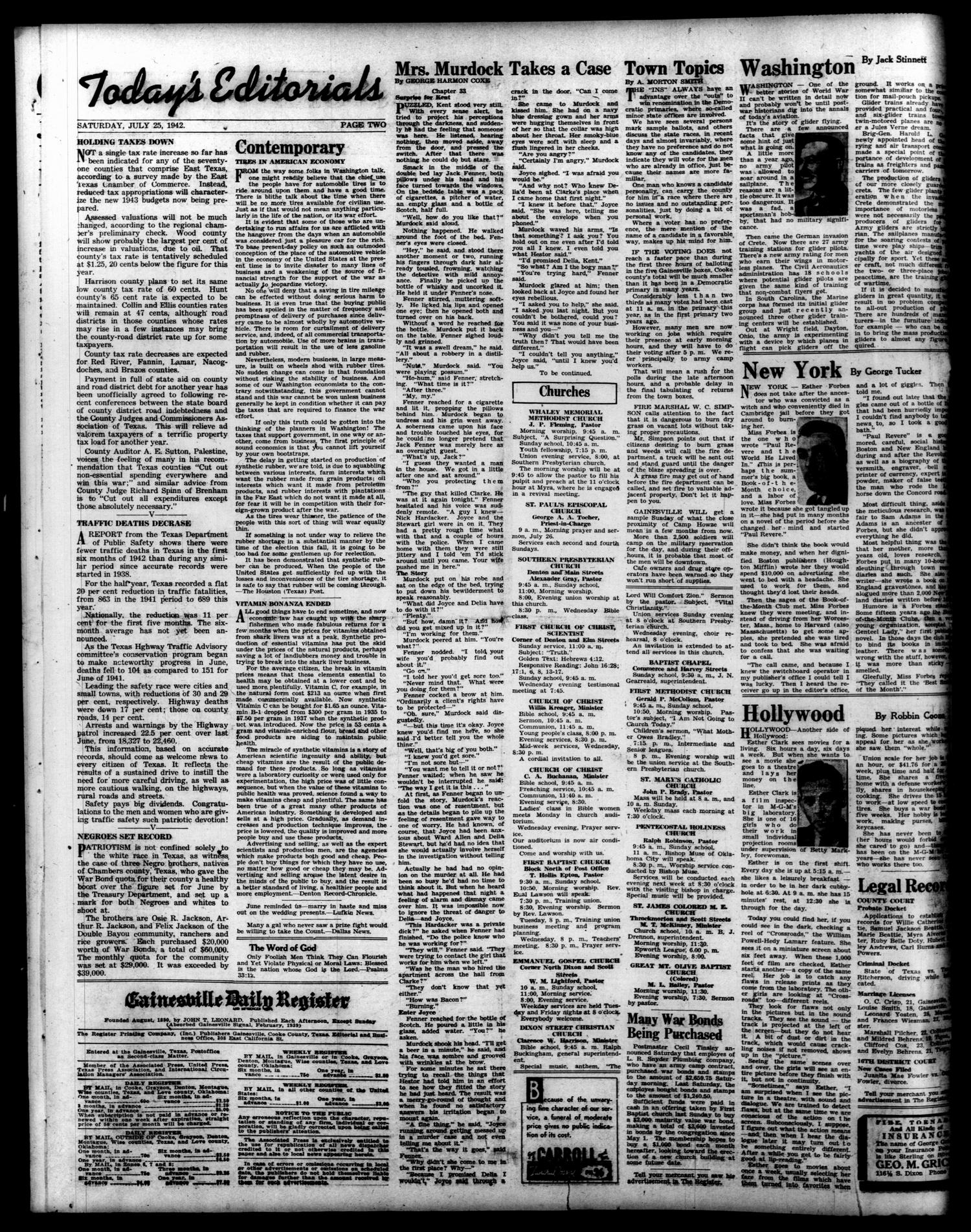 Gainesville Daily Register and Messenger (Gainesville, Tex.), Vol. 52, No. 283, Ed. 1 Saturday, July 25, 1942
                                                
                                                    [Sequence #]: 2 of 6
                                                