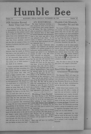 Humble Bee (Baytown, Tex.), Vol. 06, No. 10, Ed. 1 Monday, November 5, 1928