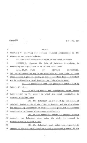 81st Texas Legislature, Regular Session, House Bill 107, Chapter 291