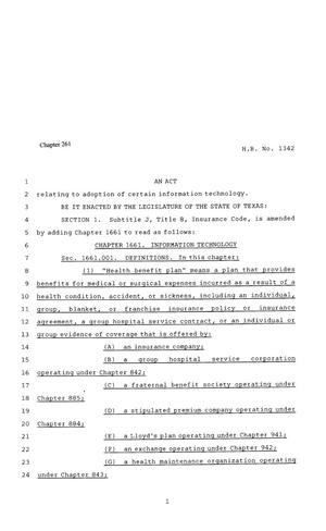 81st Texas Legislature, Regular Session, House Bill 1342, Chapter 261