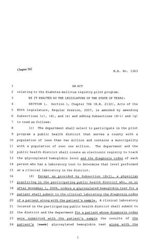 81st Texas Legislature, Regular Session, House Bill 1363, Chapter 262