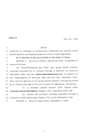 81st Texas Legislature, Regular Session, House Bill 1364, Chapter 103