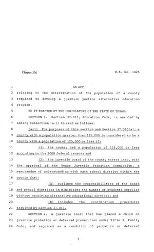 81st Texas Legislature, Regular Session, House Bill 1425, Chapter 376