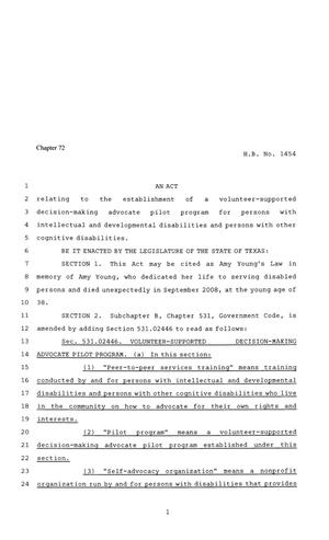 81st Texas Legislature, Regular Session, House Bill 1454, Chapter 72