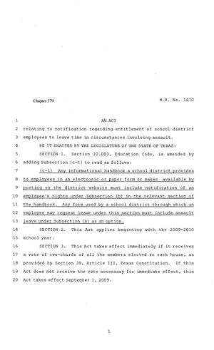 81st Texas Legislature, Regular Session, House Bill 1470, Chapter 379