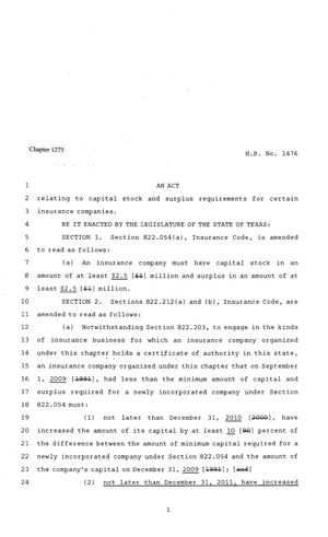 81st Texas Legislature, Regular Session, House Bill 1476, Chapter 1275