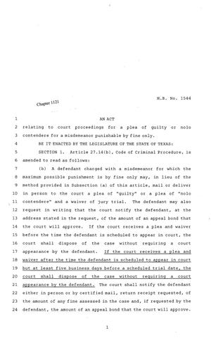 81st Texas Legislature, Regular Session, House Bill 1544, Chapter 1121