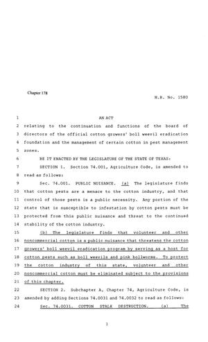 81st Texas Legislature, Regular Session, House Bill 1580, Chapter 178