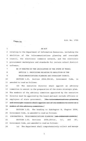 81st Texas Legislature, Regular Session, House Bill 1705, Chapter 393