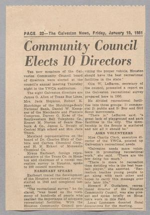 Primary view of object titled '[Clipping: Community Council Elects 10 Directors]'.