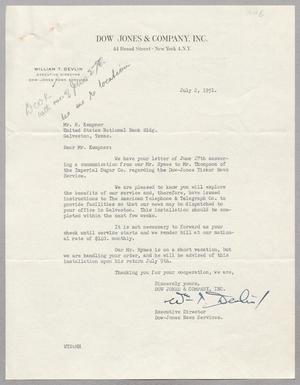 [Letter from Dow Jones and Company, Inc. to H. Kempner, July 2, 1951]