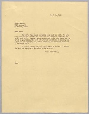 [Letter from Isaac H. Kempner to the Jewell Bros., April 24, 1951]