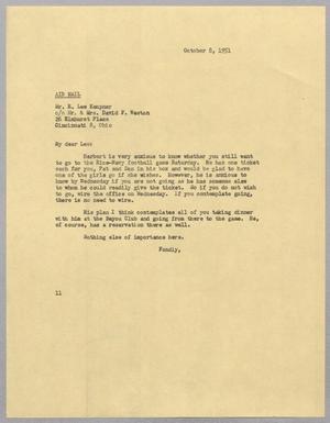 [Letter from Isaac H. Kempner to R. Lee Kempner, October 8, 1951]