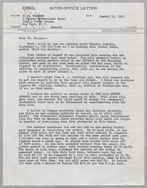 [Inter-Office Letter from Thos. L. James. to I. H. Kempner, August 31, 1951]