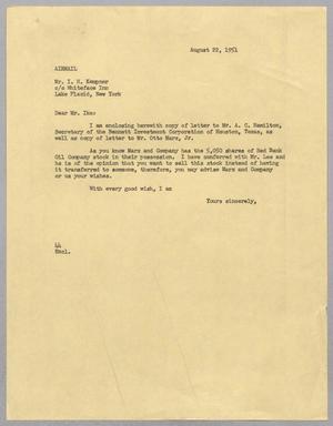 [Letter from A. H. Blackshear Jr. to I. H. Kempner, August 22, 1951]